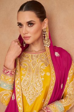 Alternative view of Yellow Embroidered Festive Wear Palazzo Suit