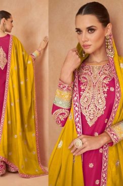 Alternative view of Pink Embroidered Festive Wear Palazzo Suit