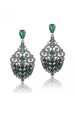 Diva Emerald Drop Statement Earrings