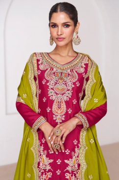Alternative view of Pink Embroidered Silk Palazzo Suit
