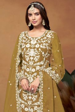 Alternative view of Mustard Embroidered Salwar Kameez Suit