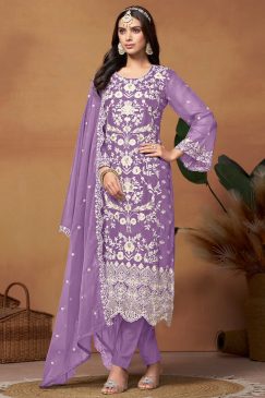 Purple Embroidered Salwar Kameez Suit
