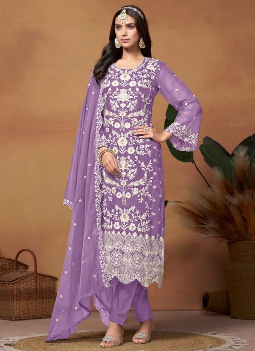 Purple Embroidered Salwar Kameez Suit