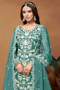 Alternative view of Sea Green Embroidered Salwar Kameez Suit