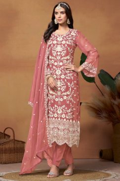 Pink Embroidered Salwar Kameez Suit