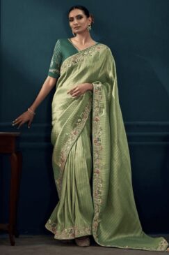 Light Green Pure Silk Wedding Saree
