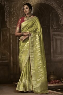 Green Dola Silk Wedding Saree