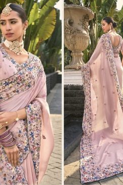 Alternative view of Pink Pure Banarasi Heavy Bridal Saree