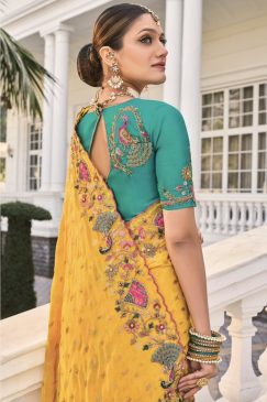 Alternative view of Yellow Crepe Heavy Bridal Saree