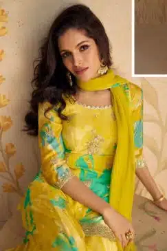 Alternative view of Lemon Chinon Floral Print Sharara Suit