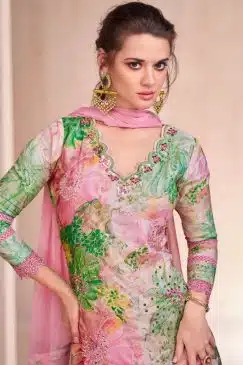 Alternative view of Pink Floral Long Choli Lehenga Suit