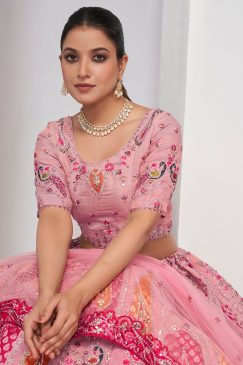 Alternative view of Pink Heavy Embroidered Bridal Lehenga Choli