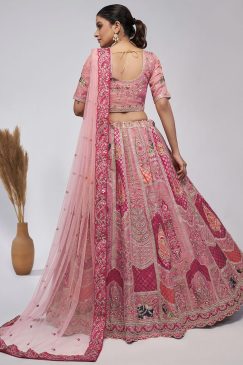 Alternative view of Pink Heavy Embroidered Bridal Lehenga Choli