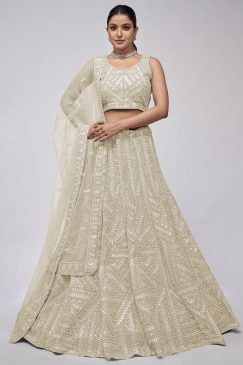 Ivory Heavy Embroidered Bridal Lehenga Choli