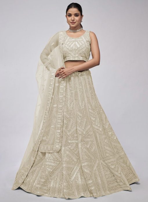 Ivory Heavy Embroidered Bridal Lehenga Choli