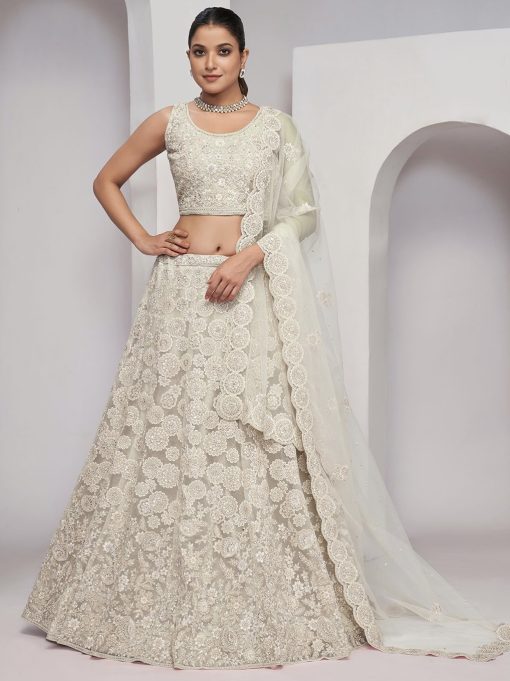 Ivory Heavy Embroidered Bridal Lehenga Choli