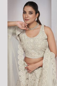 Alternative view of Ivory Heavy Embroidered Bridal Lehenga Choli