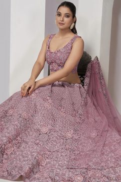 Alternative view of Lavender Heavy Embroidered Bridal Lehenga Choli