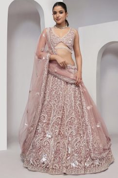 Dusty Rose Heavy Embroidered Bridal Lehenga Choli
