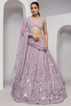 Lavender Heavy Embroidered Bridal Lehenga Choli