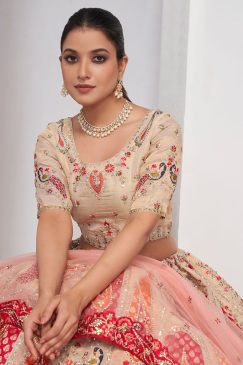 Alternative view of Multicoloured Heavy Embroidered Bridal Lehenga Choli
