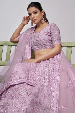 Alternative view of Lavender Heavy Embroidered Bridal Lehenga Choli