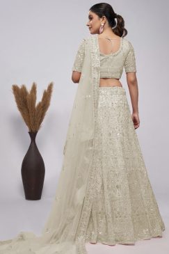 Alternative view of Off White Heavy Embroidered Bridal Lehenga Choli
