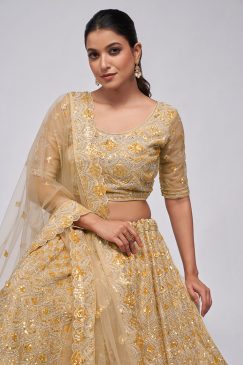 Alternative view of Gold Heavy Embroidered Bridal Lehenga Choli