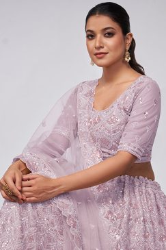 Alternative view of Lilac Heavy Embroidered Bridal Lehenga Choli