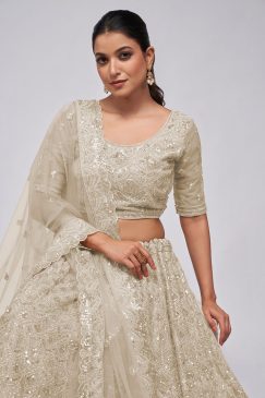 Alternative view of Off White Heavy Embroidered Bridal Lehenga Choli
