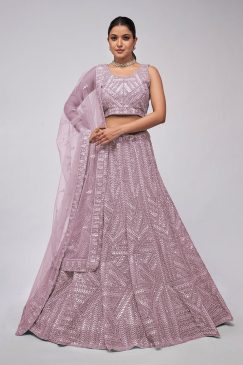 Lilac Heavy Embroidered Bridal Lehenga Choli