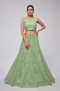 Alternative view of Light Green Heavy Embroidered Bridal Lehenga Choli