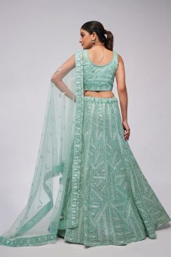 Alternative view of Mint Green Heavy Embroidered Bridal Lehenga Choli