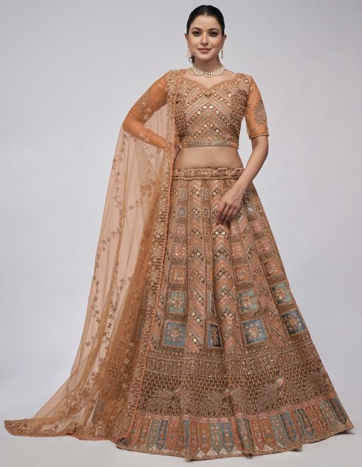 Bronze Heavy Embroidered Bridal Lehenga Choli