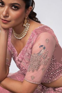 Alternative view of Pink Heavy Embroidered Bridal Lehenga Choli