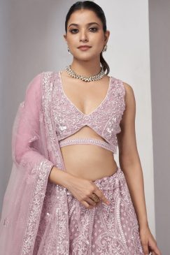 Alternative view of Pink Heavy Embroidered Bridal Lehenga Choli