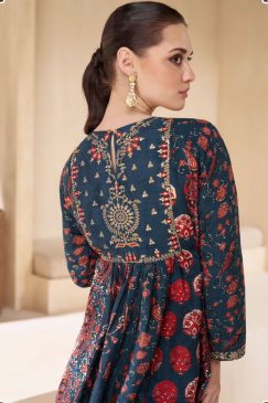 Alternative view of Teal Embroidered Party Wear Sharara Suit