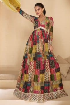 Multicoloured Georgette Anarkali Gown