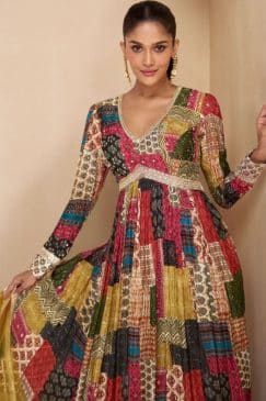Alternative view of Multicoloured Georgette Anarkali Gown