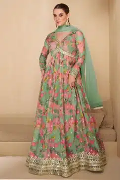 Mint Green Georgette Anarkali Gown