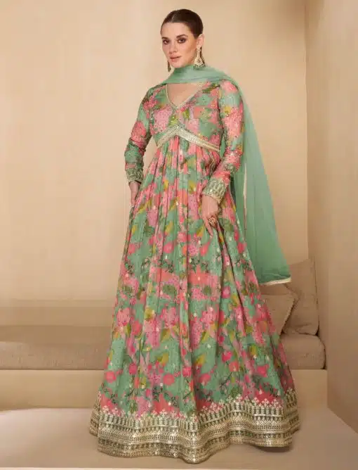 Mint Green Georgette Anarkali Gown