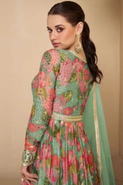 Alternative view of Mint Green Georgette Anarkali Gown