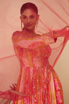 Alternative view of Coral Georgette Anarkali Gown