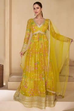 Yellow Georgette Anarkali Gown