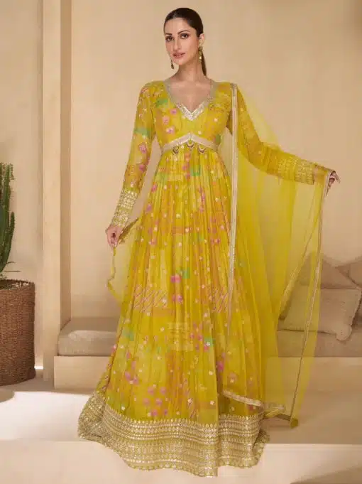 Yellow Georgette Anarkali Gown