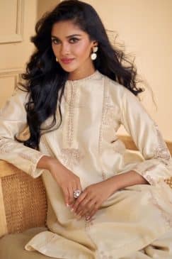 Alternative view of Off White Silk Embroidered Palazzo Suit