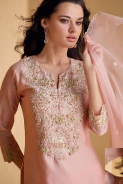 Alternative view of Light Pink Silk Embroidered Sharara Suit