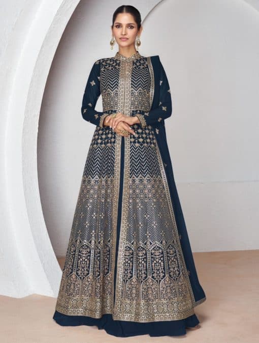 Navy Blue Lehenga Style Anarkali Suit
