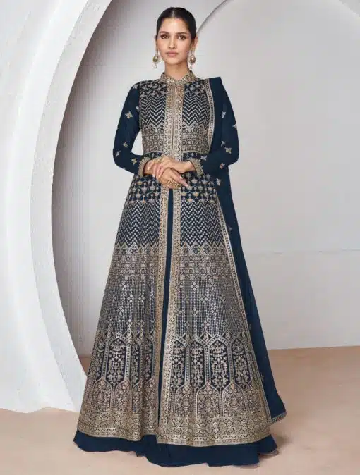 Navy Blue Lehenga Style Anarkali Suit