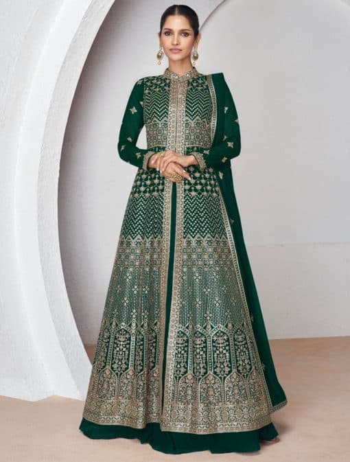 Green Lehenga Style Anarkali Suit